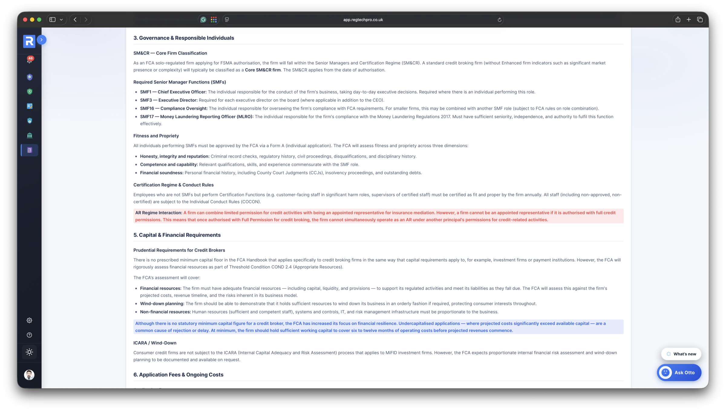 FCA Applications &mdash; Otto requirements report