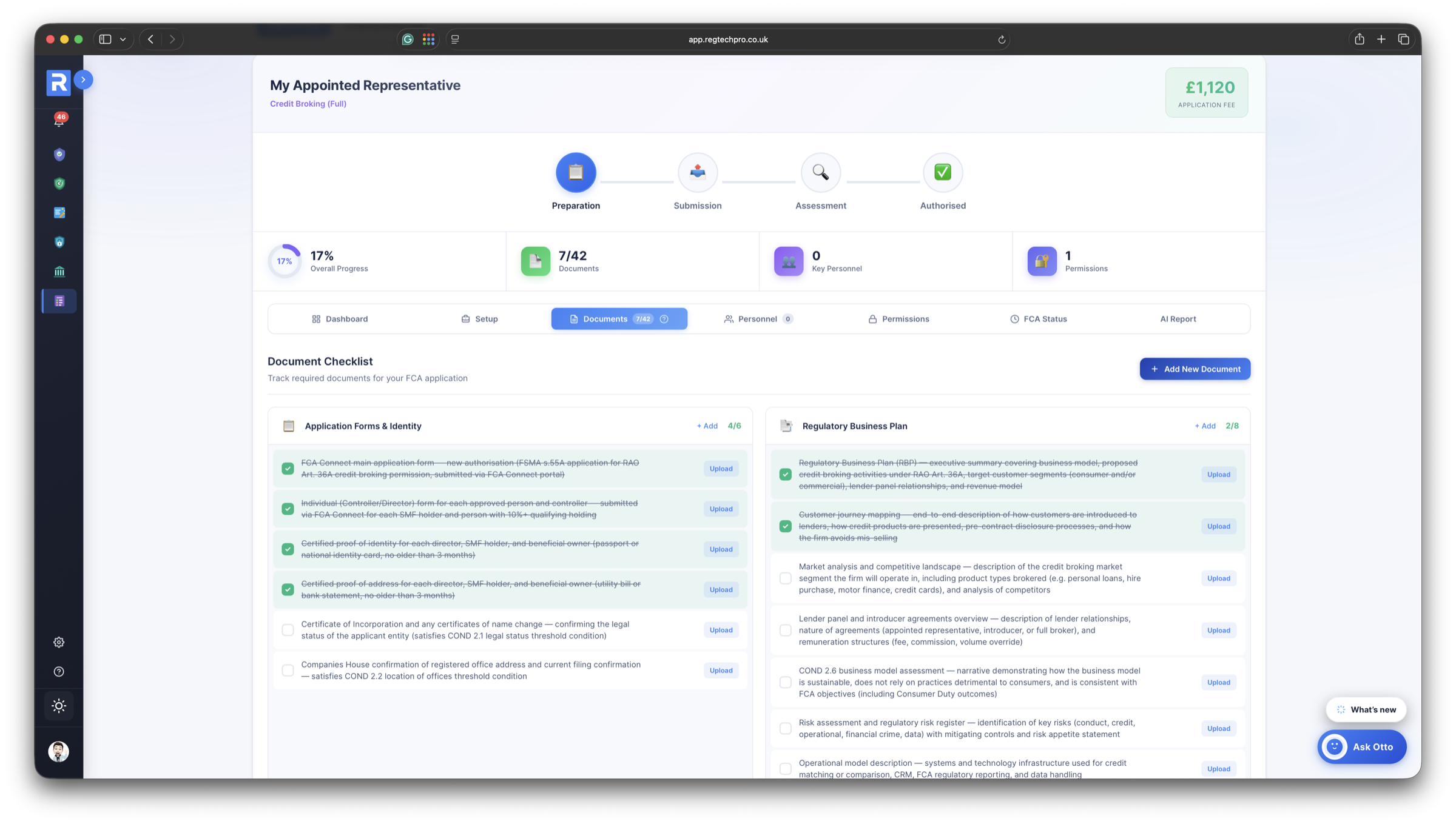 FCA Applications &mdash; the supporting-document tracker