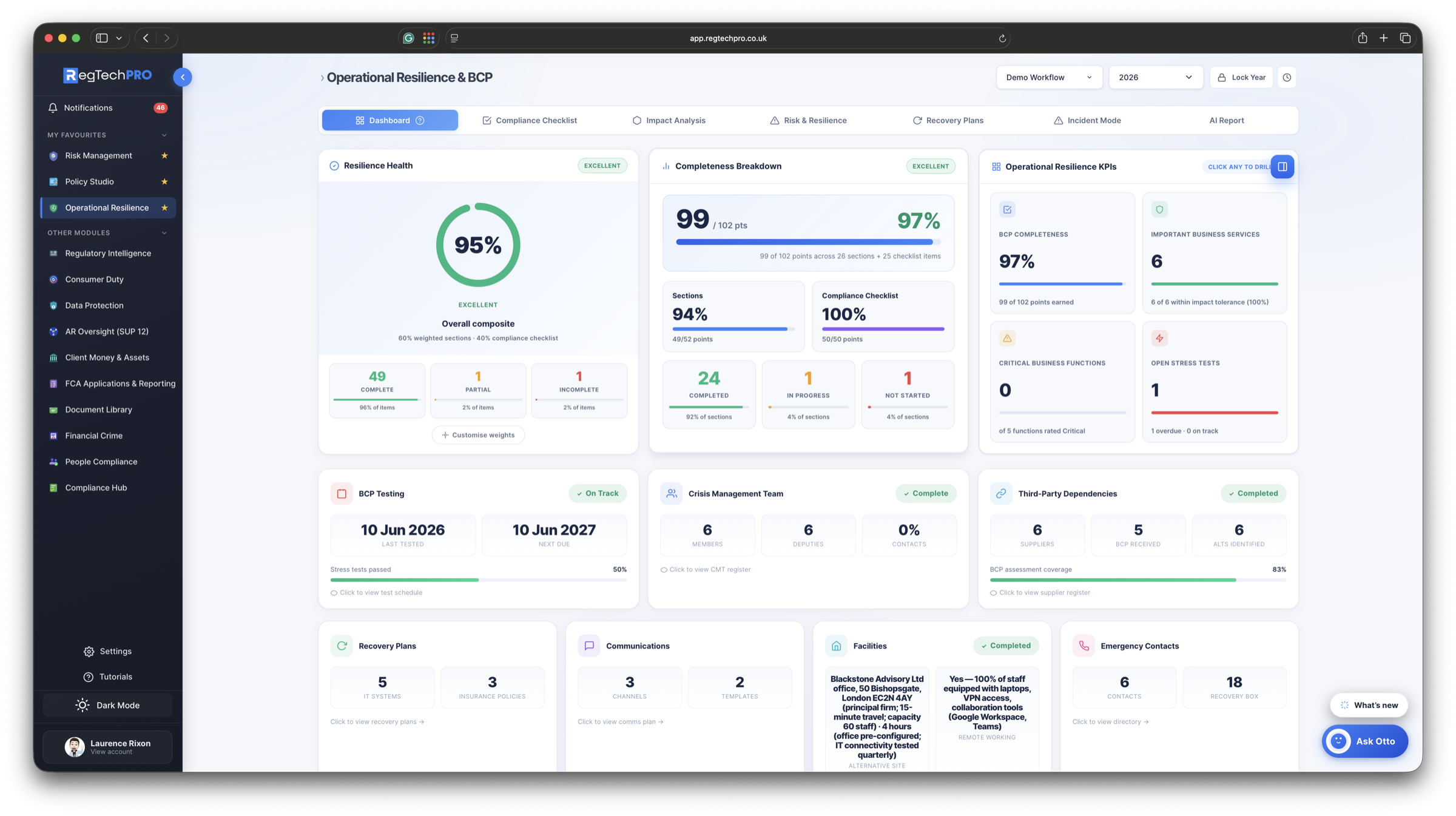 Operational Resilience &mdash; the Resilience Health dashboard