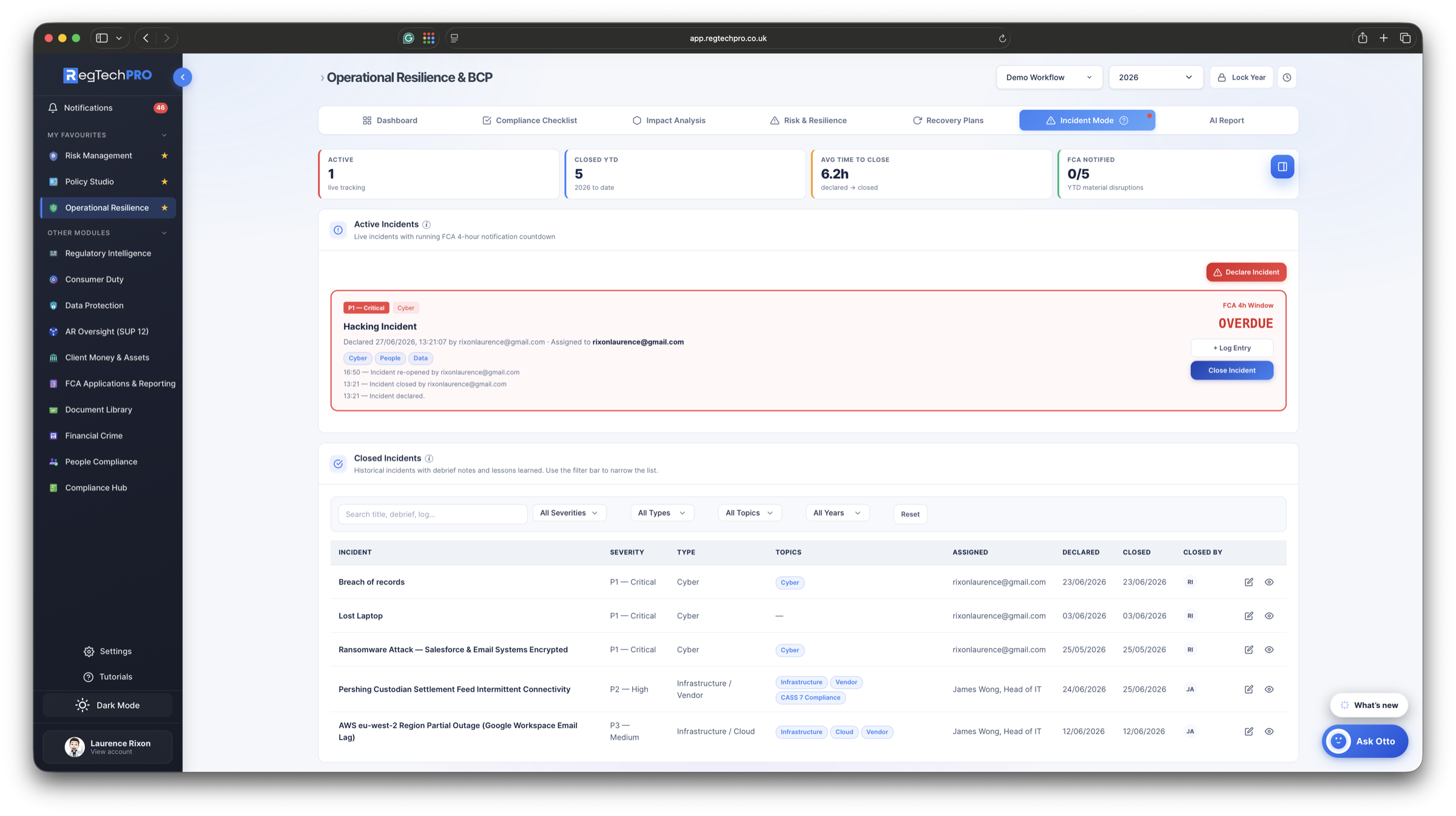 Operational Resilience &mdash; Live incident mode