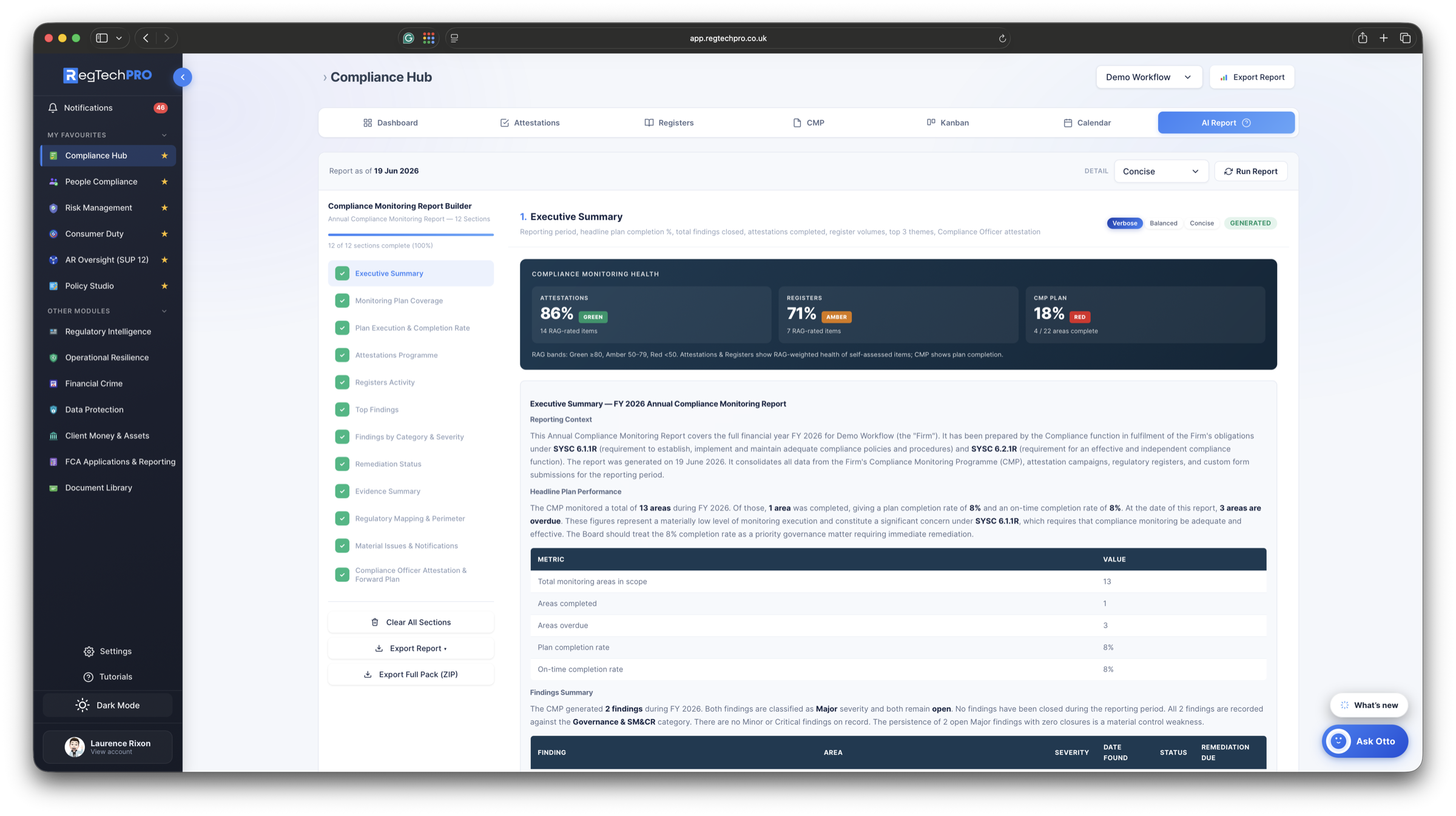 Compliance Hub &mdash; Annual report builder