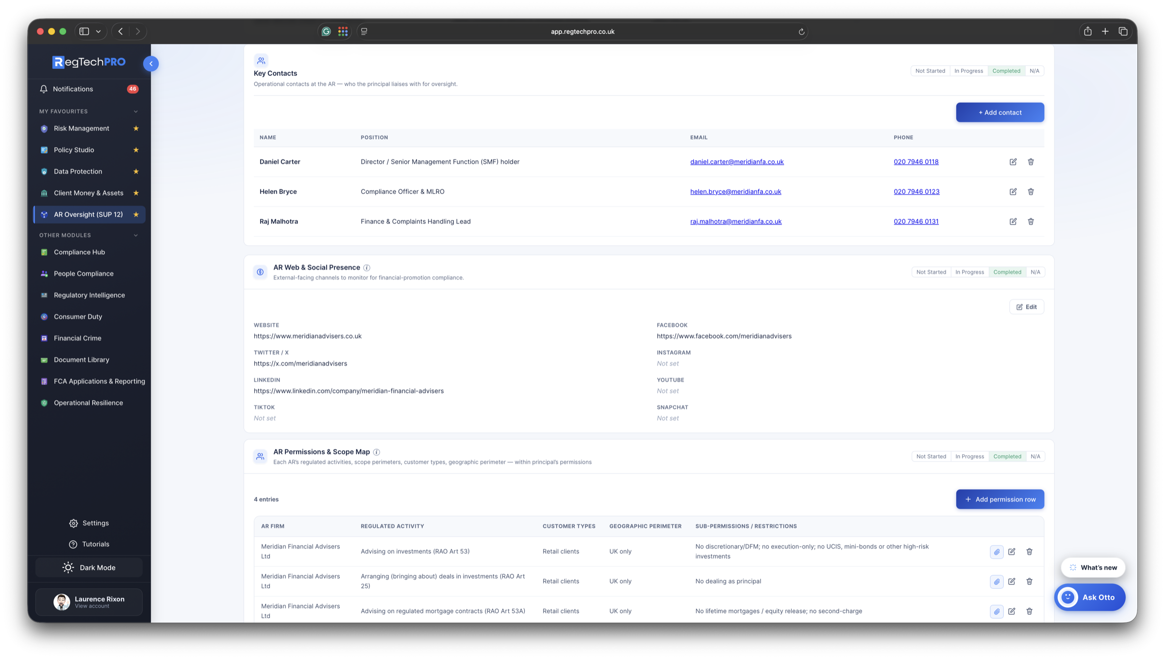 SUP 12 — AR Oversight &mdash; AR onboarding form