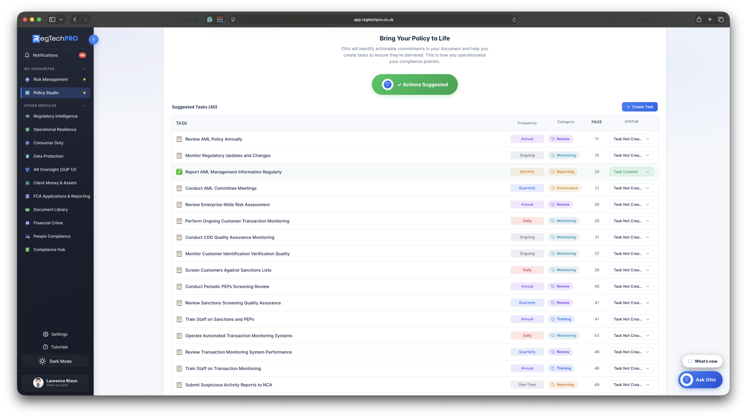 Policy Studio &mdash; auto-policy operationalisation, policies turned into monitoring tasks
