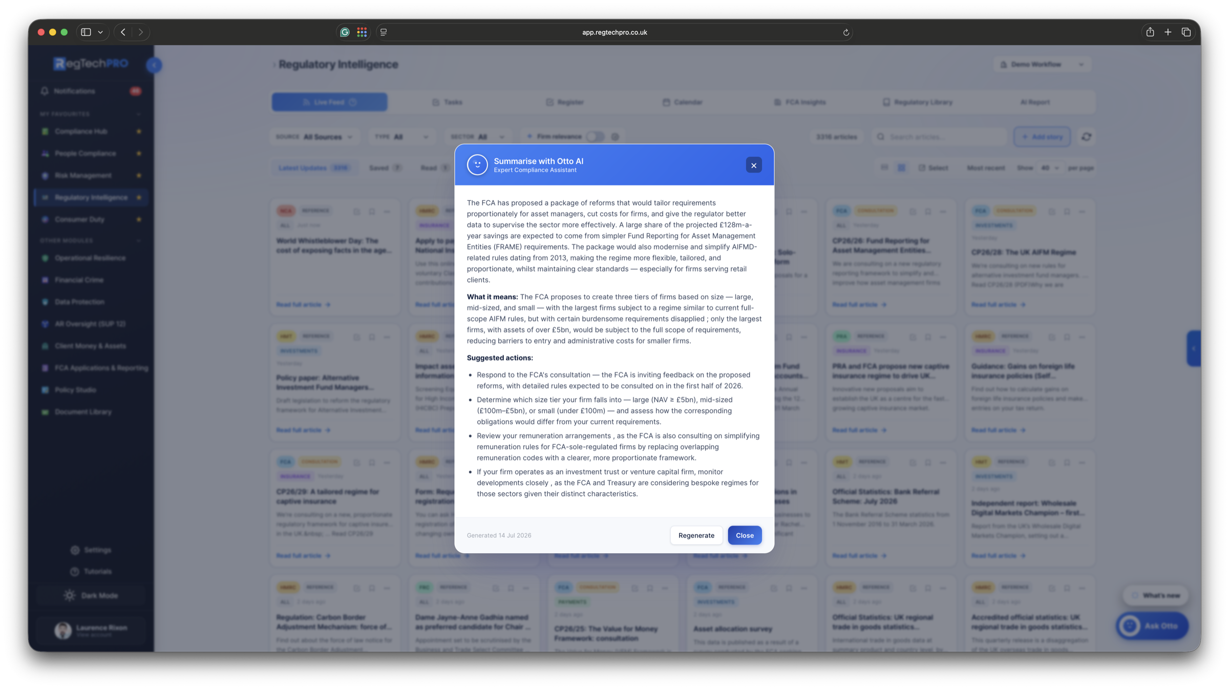 Regulatory Intelligence &mdash; Otto AI summaries