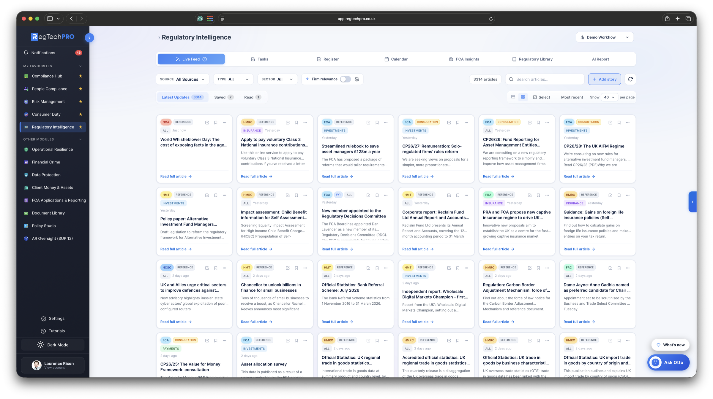 Regulatory Intelligence &mdash; the unified regulatory newsfeed