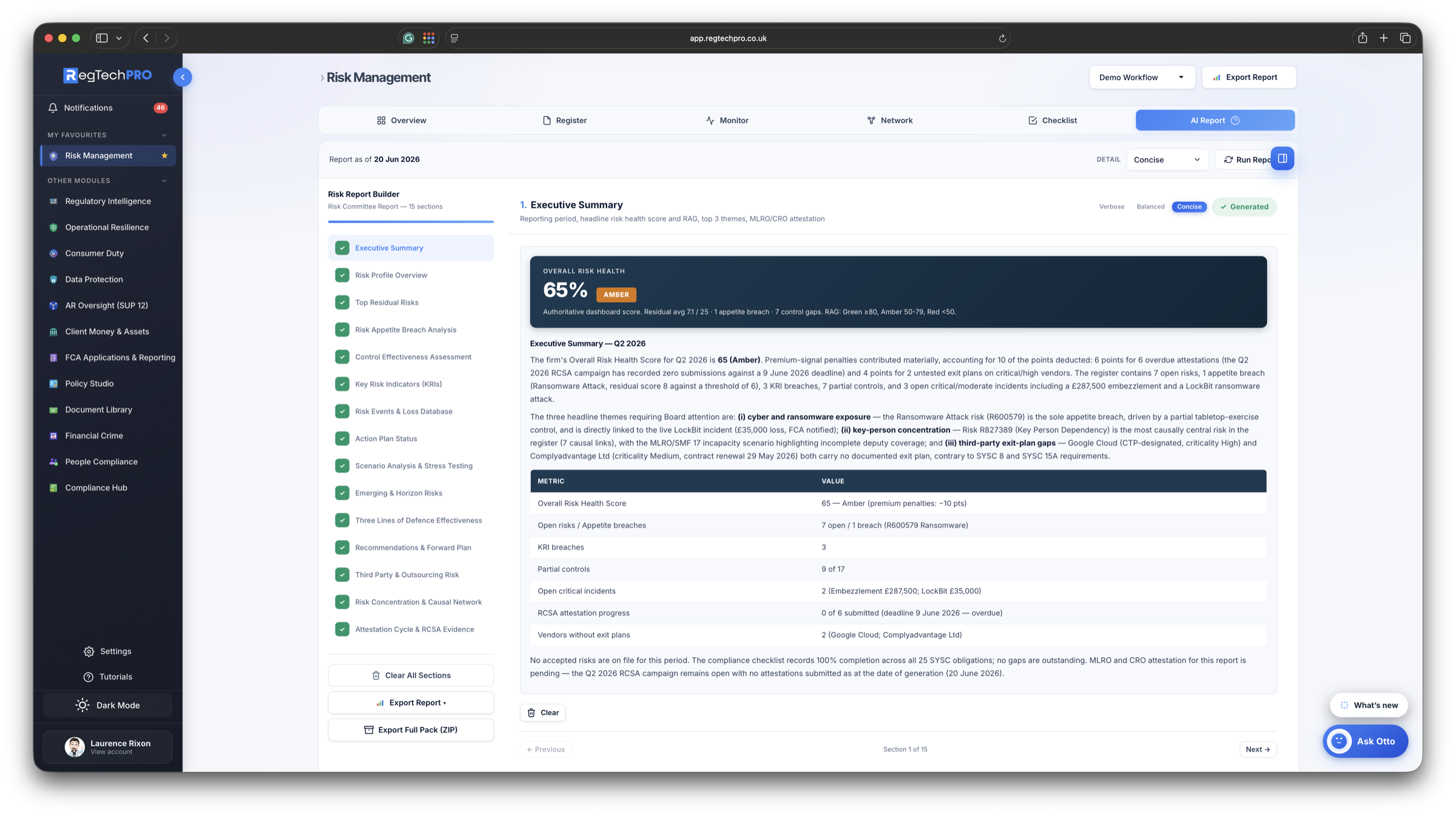 Risk Management &mdash; Otto Risk Committee report