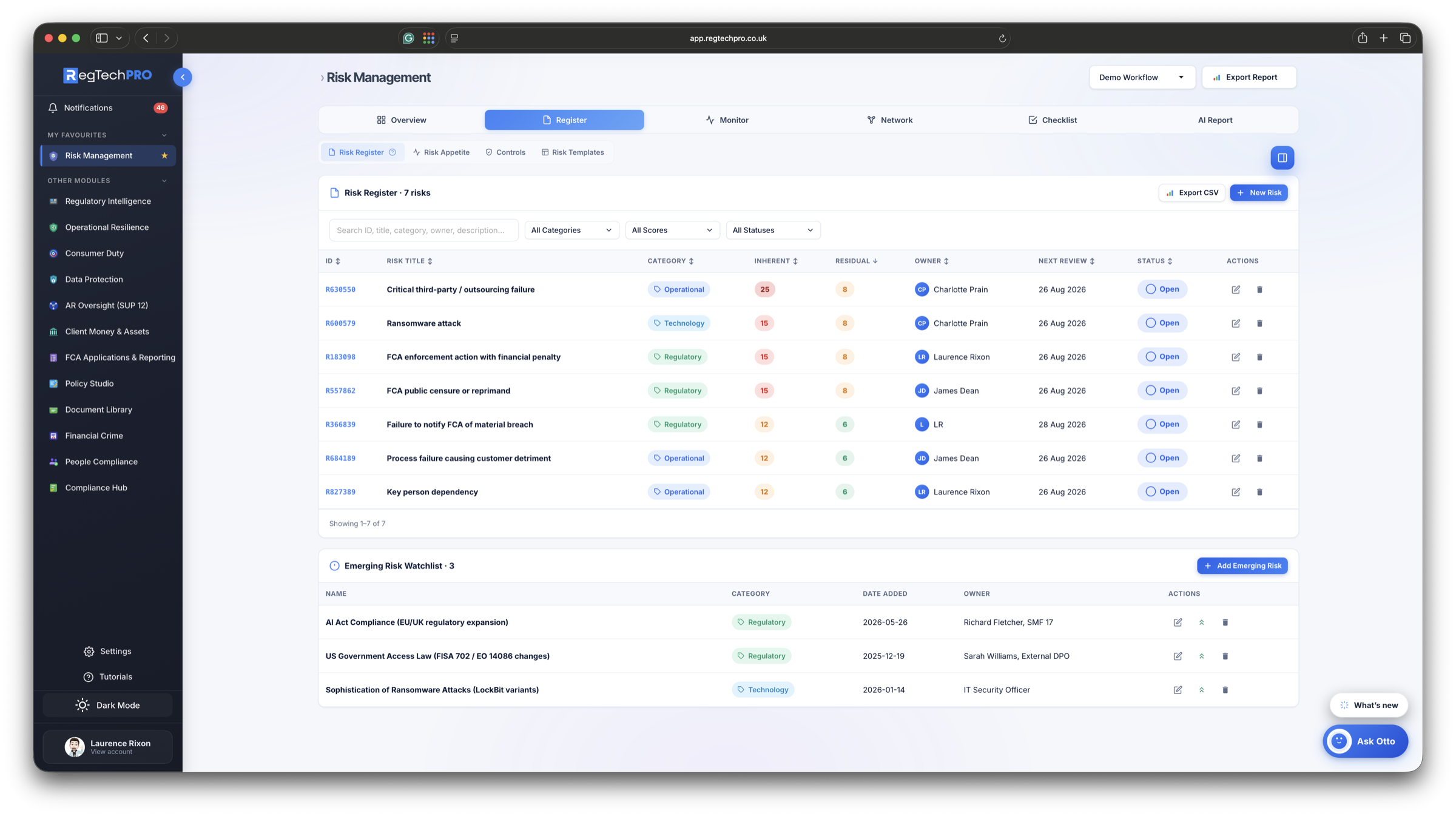Risk Management &mdash; Risk Register